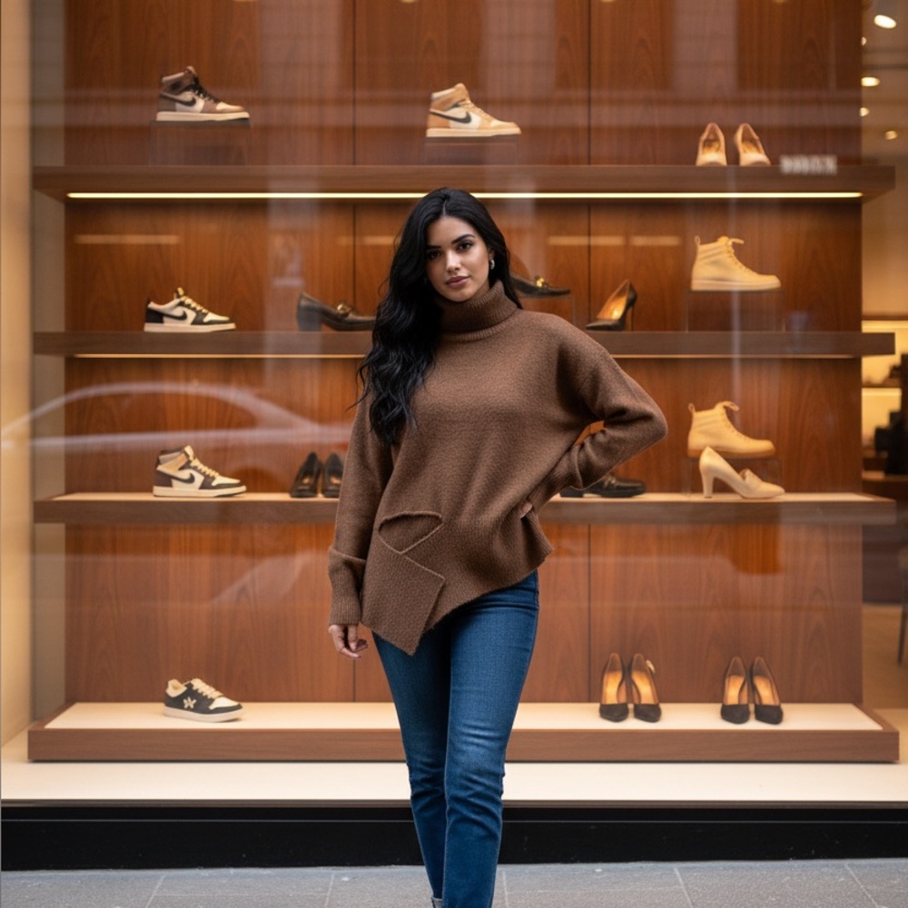 Beautifully Cozy Brown Turtleneck Sweater